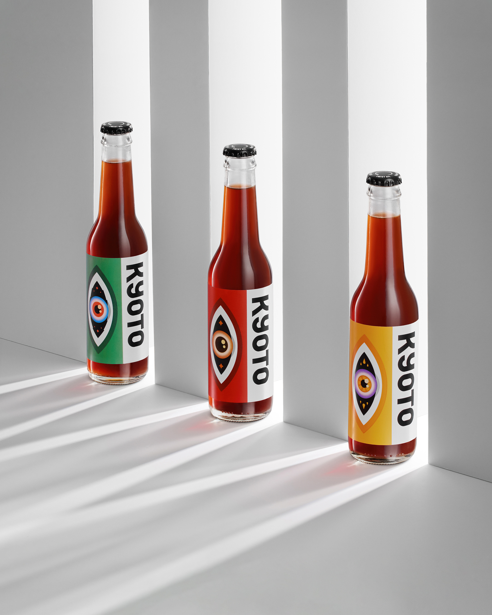 advertising photography of cold brew coffee drink in bottles